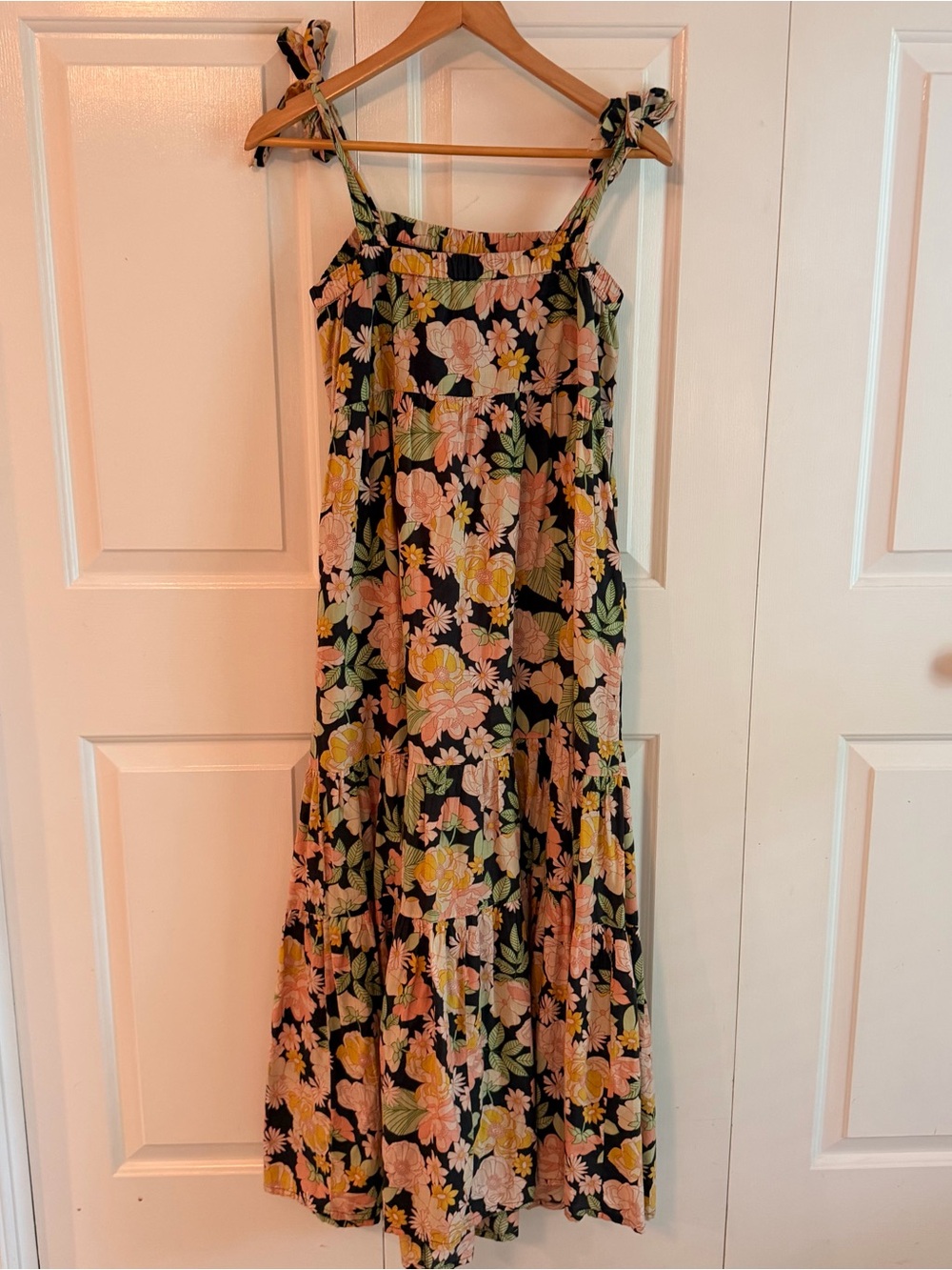 Anthropologie Black Floral Maxi Dress with Pink, Yellow & Green Print - Picture 9 of 10